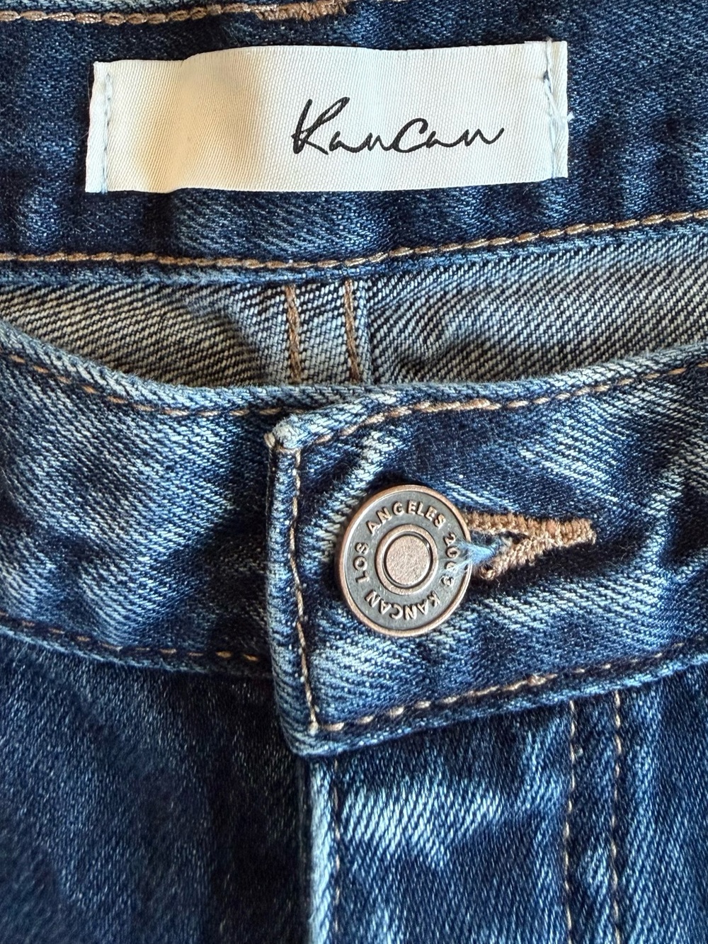 Kancan High Rise Straight Leg Jeans 9/28 Distressed Button Fly 100% Cotton Denim - Picture 6 of 8